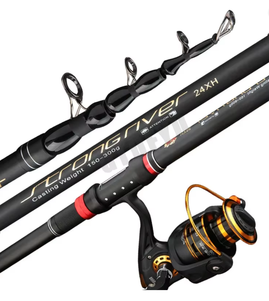 CatchFish carbon telescopic fishing rod close-up
